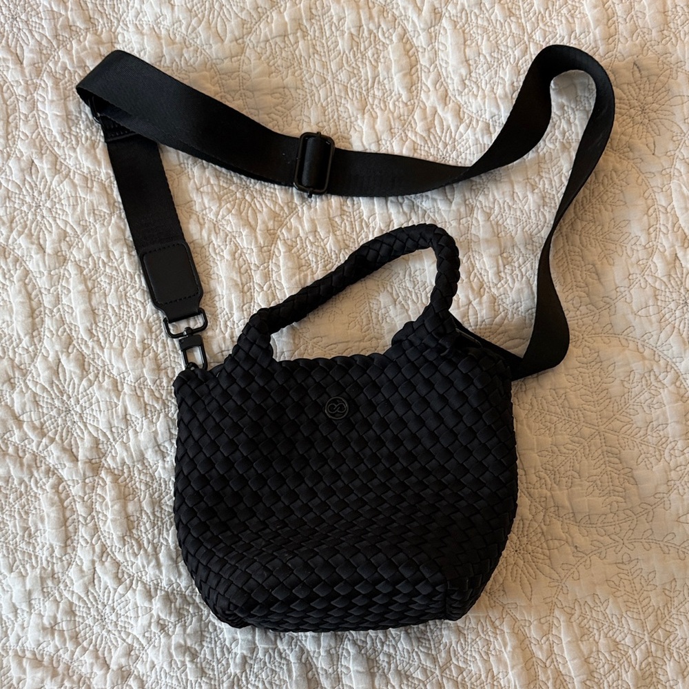 CALIA Black woven crossbody bag